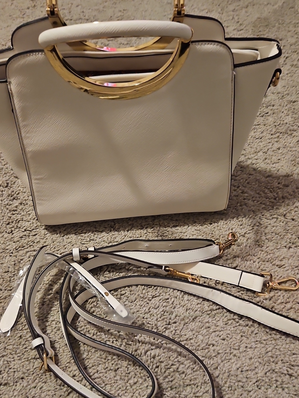 Source Unknown White Satchel with Gold Accent Handles